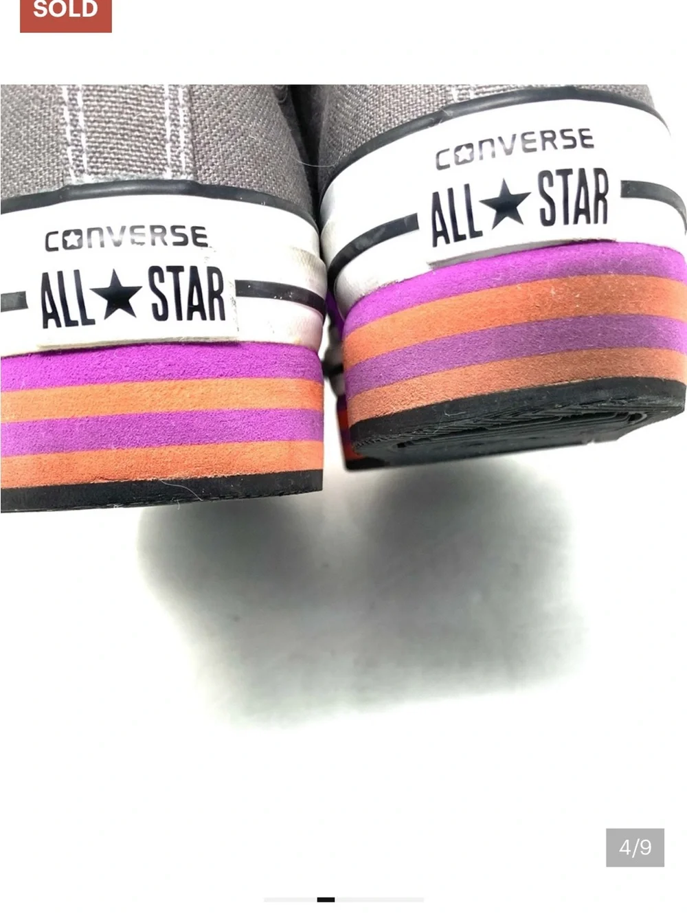 Converse Gray Canvas Platform Sneakers with Purple Accents - Picture 4 of 9